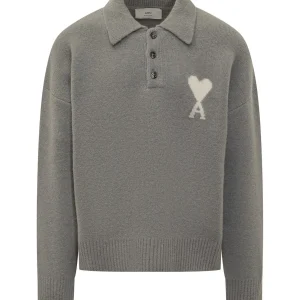 AMI Paris Ami Alexandre Mattiussi Polo Sweater With Heart Logo