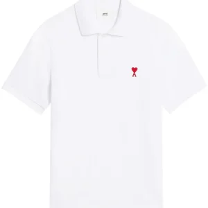 AMI Paris 'Ami De Coeur' Polo Shirt in White