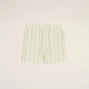 AMI Paris Beige Striped Cotton Shorts