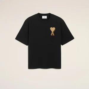 AMI Paris Black Cotton Ami De Coeur T-Shirt