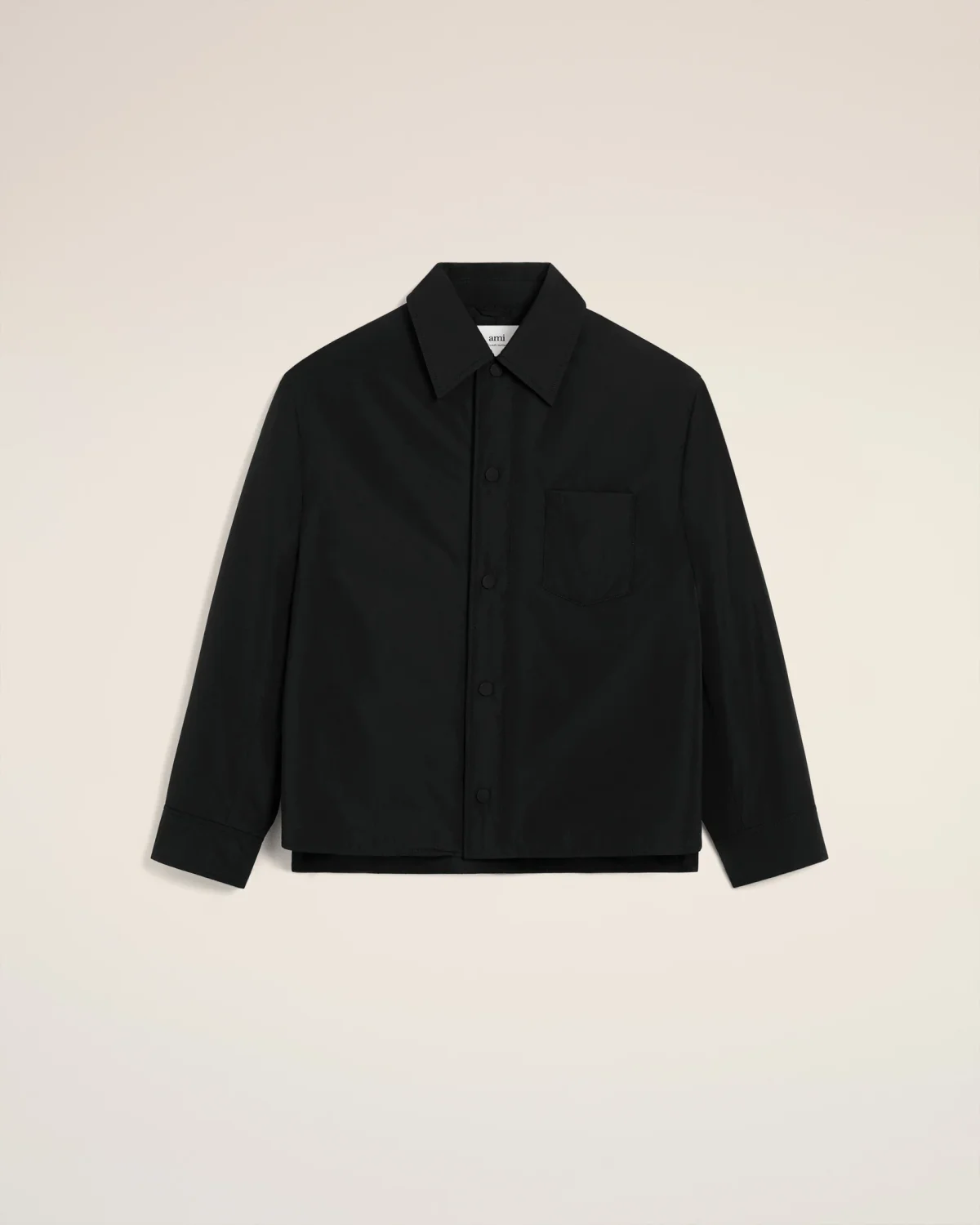 AMI Paris Black Taffetas Padded Ami De Coeur Overshirt AMI Paris Black Taffetas Padded Ami De Coeur Overshirt